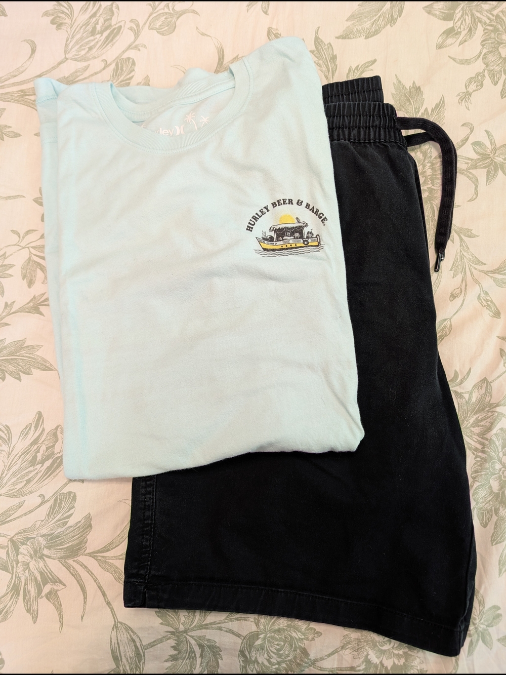 Men's Hurley Black Shorts And Aqua Hurley Tee